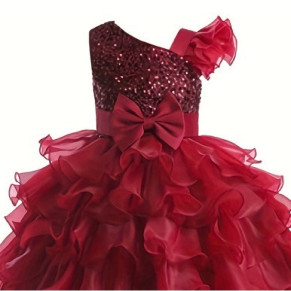 Beautiful girls deep red pageant dress